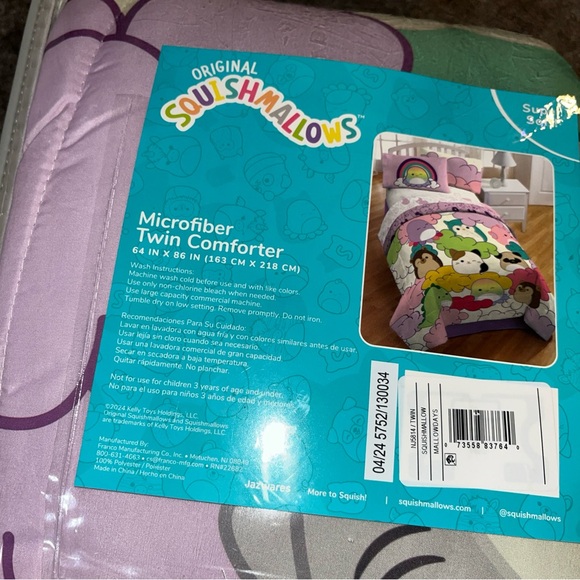 Squishmallows MALLOW DAYS Microfiber Twin Reversible Kids Comforter 86" x 64" - Picture 4 of 7